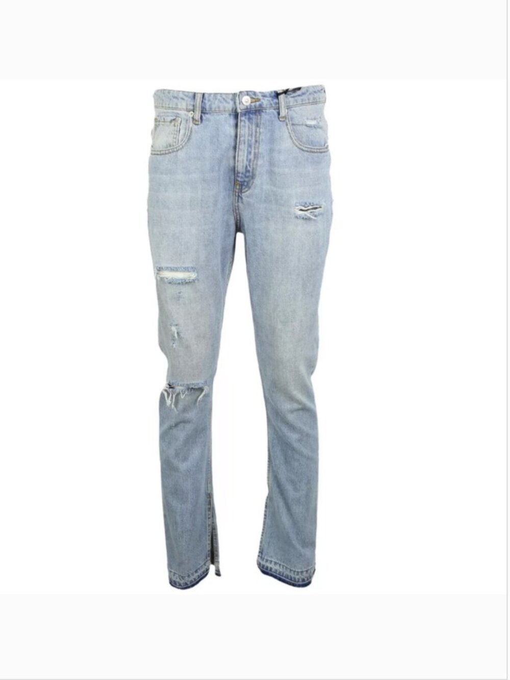 NWT Zara Destroyed The High Rise Straight Open Hem Jean in Nice Blue Size 4